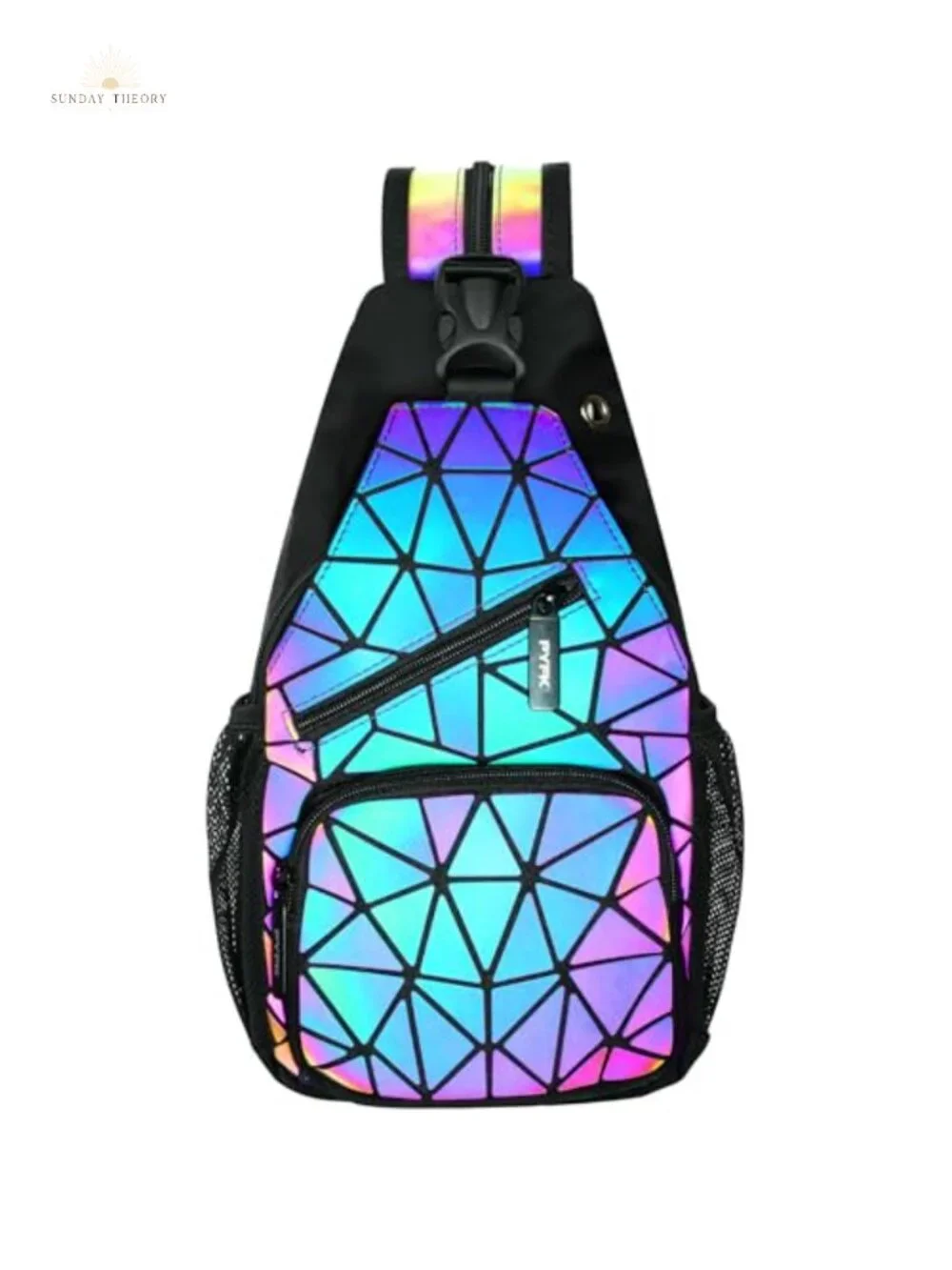 PU Leather Geometric Backpack Luminous Flash Reflective Crossbody Bag